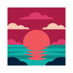 Tropical glow sunset vector.