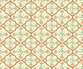 Pastel orange flower with dot and diamond geometric