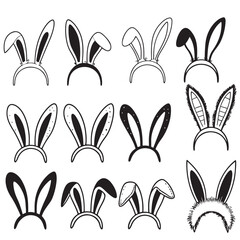 set vector various easter, rabbit, bunny ears silhouettes