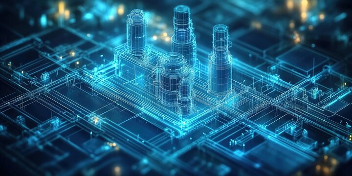 Modern power plant layout with advanced technology showcasing energy efficiency and infrastructure design
