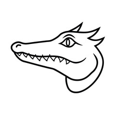 Minimalist Crocodile Head Logo – Line Art Vector Illustration
