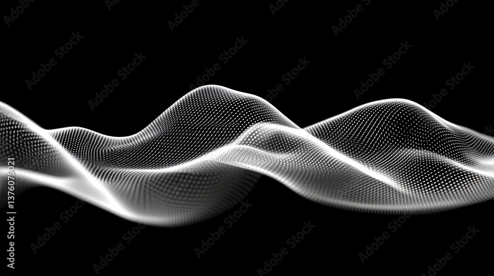 Poster waves of light in a dynamic, abstract representation of sound and energy on a black background