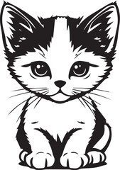 Cute kitten. Hand drawn vector illustration