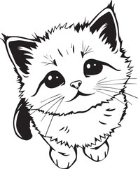 Cute kitten. Hand drawn vector illustration