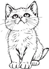Cute kitten. Hand drawn vector illustration