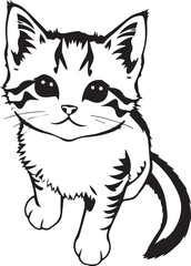 Cute kitten. Hand drawn vector illustration