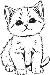 Cute kitten. Hand drawn vector illustration