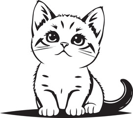 Cute kitten. Hand drawn vector illustration