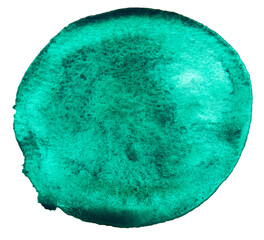 Green watercolor brush stroke texture isolated .