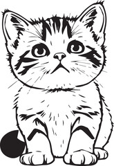 Cute kitten. Hand drawn vector illustration