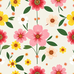 Obraz premium Creative flowers seamless pattern design 