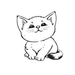 Cute kitten. Hand drawn vector illustration