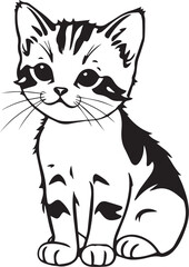 Cute kitten. Hand drawn vector illustration