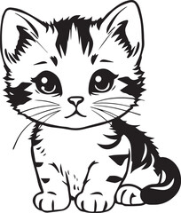 Cute kitten. Hand drawn vector illustration