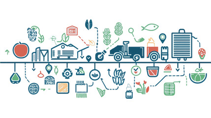 Agriculture to table food supply chain infographic.