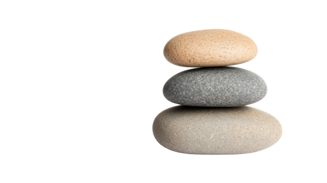 Zen Stone Pile on Black Background for Balance, cut out transparent