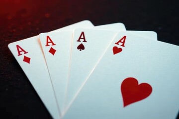 Fototapeta premium Four aces fanned out, showcasing their details , game, aces, club