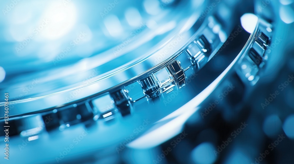 Poster close-up of electronic microchip on a luminous circuit board with detailed connections