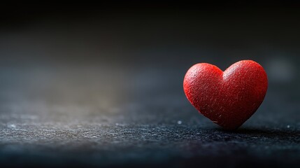 Fototapeta premium Red heart symbol on dark backdrop, conveying love and simplicity in a minimalist design