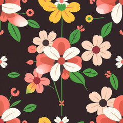 Creative flowers seamless pattern design 