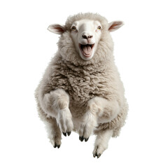 Fototapeta premium Jumping sheep in motion farm field animal photography sunny day