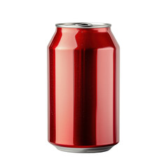 Refreshing red beverage can in studio setting close-up shot