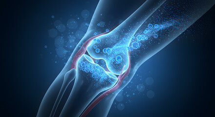 Human Knee Joint with Bio-Luminescent Cellular Regeneration