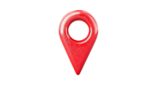 Red map pointer with texture surface in middle, cut out transparent - Powered by Adobe