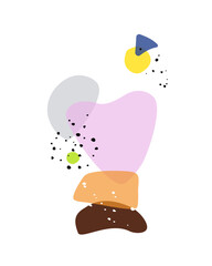 Abstract modern art composition in patchwork style. Stylish minimalistic seamless pattern. Colorful shapes isolated on white background. Hipster print, modern wallpaper, fashion decor