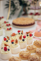 Mini Pavlova Meringue Desserts with Whipped Cream, Mascarpone & Fruits – Sweet Table Treats