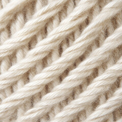 Textured Close-Up of Soft Cream-Colored Knitted Yarn Fibers for DIY Crafting and Textile Design