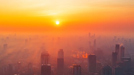 Fototapeta premium Microscopic Wildfire Smoke at Sunset