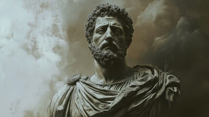 Obraz premium Roman bust, dramatic lighting