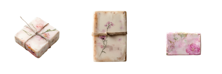 Elegant Handmade Soaps with Floral visual concepts and Natural Wrapping