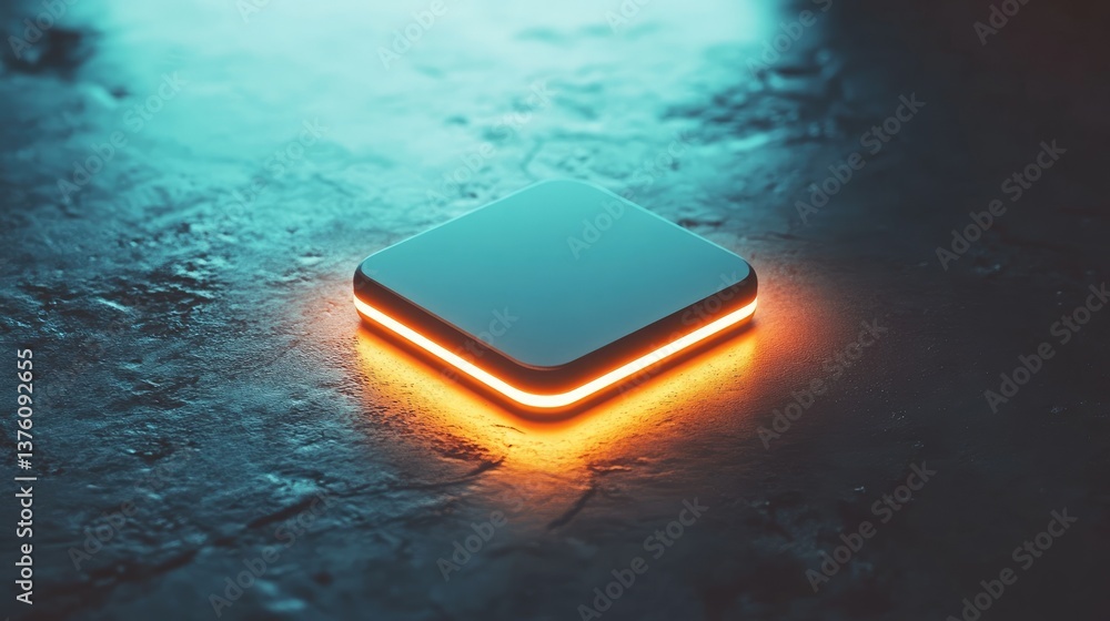 Wall mural illuminated square object on textured surface