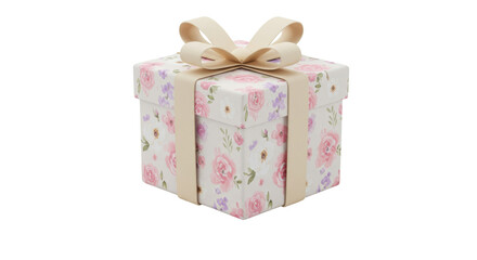 Fototapeta premium A decorative gift box with floral pattern and bow detail