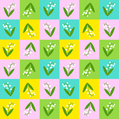 Seamless pattern spring lily of the valley.