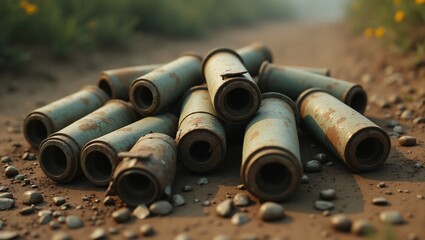 Pile of Deactivated Landmines Safe Disposal of Explosives International Day for Mine Awareness and Assistance in Mine Action