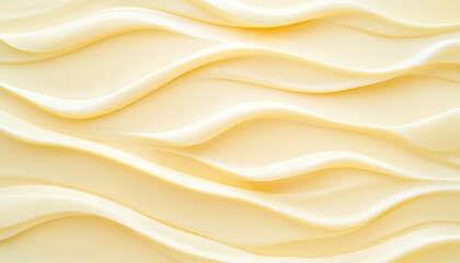 Obraz premium Seamless Pastel Yellow Texture, Flowing Gentle Waves Monochromatic Minimalist 3D Background