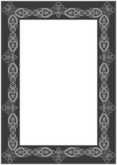 Abstract frame pattern, black floral for book cover decoration