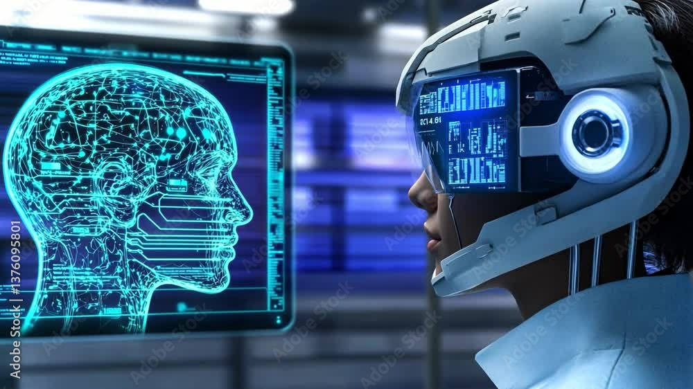 Aufkleber exploring the intersection of neurotechnology and healthcare through futuristic neural implants