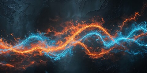Fototapeta premium Dynamic energy flow abstract concept digital art dark background high contrast visual representation