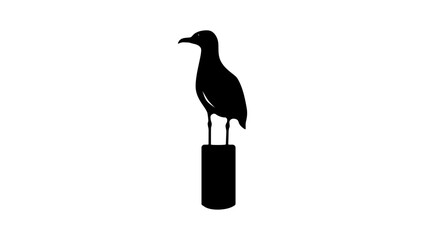 seagull on pier , black isolated silhouette