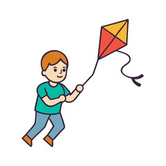 Happy child flying a colorful kite outdoors in a playful and joyful scene