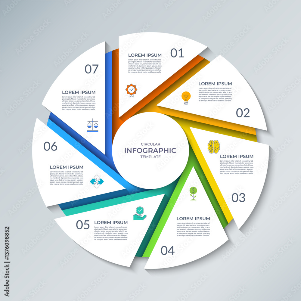 Canvas Prints vector infographic circle. cycle diagram with 7 steps. round chart that can be used for report, busi