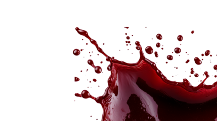 Vivid splash of vibrant red liquid, cut out transparent