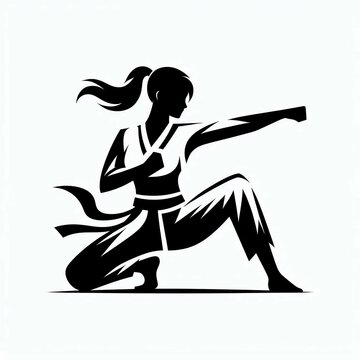 Karate Silhouette Powerful Stance suitable for marketing material