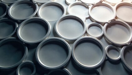 Interlocking circular shapes, grayscale gradient, abstract, round, spiral