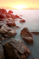wet stones in sea water
