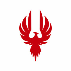 Eagle symbol vector template, hawk shape sign isolated